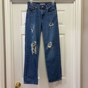 Levis Low Pro Straight Distressed Medium Wash Blue Jeans sz 25